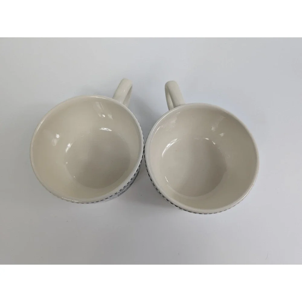 Royal China Currier & Ives Set Of 2‎ Old Homestead Horse Blue White Cups Vintage